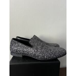 Jimmy Choo Men's Black Thame Black Glitter Fabric Slipper, EU 41, US 8